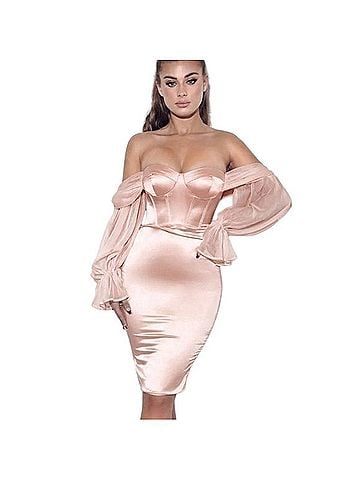 Miss Circle Satin Corset Midi Dress Casual Dress (view 1)