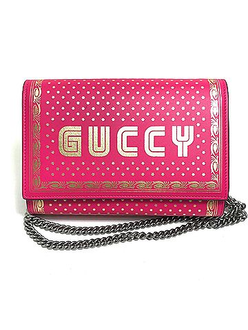 Gucci GUCCI 524967 GUCCY Logo Bag Wallet Chain 2-Way Long Leather Women's Pink Gold Like New (view 1)