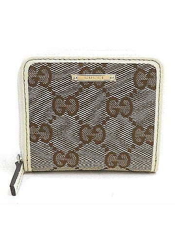 Gucci Gucci wallet/coin purse, GG canvas, leather, white/brown, men's/women's, 115255 r11253j (view 1)