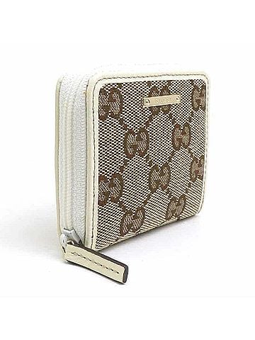 Gucci Gucci wallet/coin purse, GG canvas, leather, white/brown, men's/women's, 115255 r11253j (view 2)