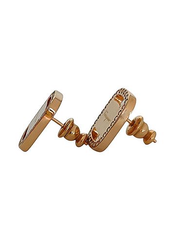 Salvatore Ferragamo Salvatore Ferragamo Rhinestone Square Plate Earrings, Gold Color, Women's (view 2)
