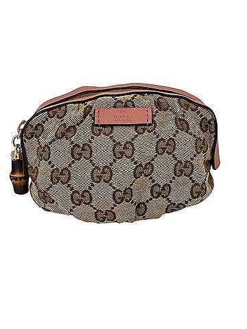 Gucci GUCCI GG Canvas Bamboo Charm Handbag Pouch 246174 Beige Pink Women's (view 1)