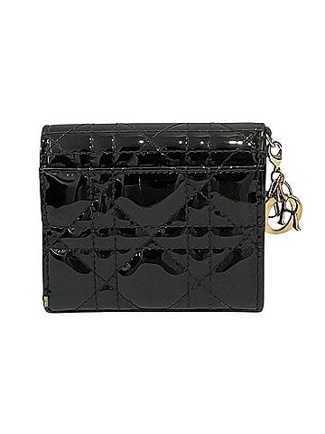 Christian Dior Christian Dior Lady Patent Leather Lotus Wallet Tri-fold Black Women's (view 2)