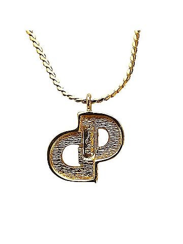 Christian Dior Christian Dior Vintage Logo Rhinestone Necklace, GP Gold Color, Women's (view 2)