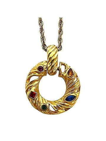 Yves Saint Laurent Yves Saint Laurent Vintage Colored Stone Circle Necklace GP Gold Color Women's (view 1)
