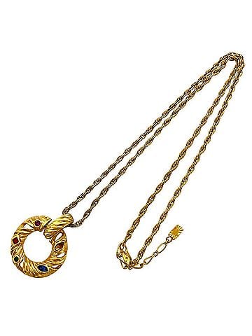 Yves Saint Laurent Yves Saint Laurent Vintage Colored Stone Circle Necklace GP Gold Color Women's (view 2)