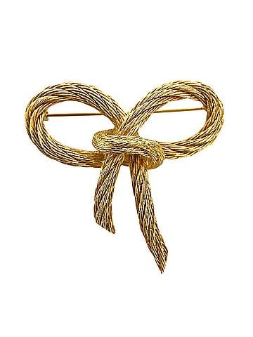 Christian Dior Christian Dior Vintage Ribbon Motif Brooch, GP Gold Color, Women's (view 1)