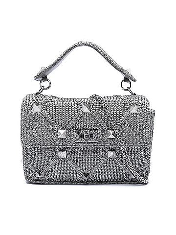 Valentino Large Metallic Knit Roman Stud Satchel (view 1)