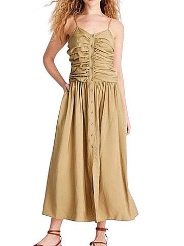 Future Collective Ruched Button-Front Maxi Dress Casual Dress (view 1)