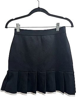 Sincerely Jules Black Pleated White Hem Mini Skirt Casual Skirt (view 1)