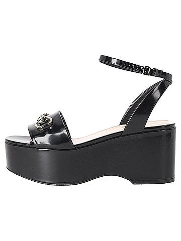 Gucci Gucci Horsebit Ankle Strap Platform Sandals in Black Calf Leather (view 2)
