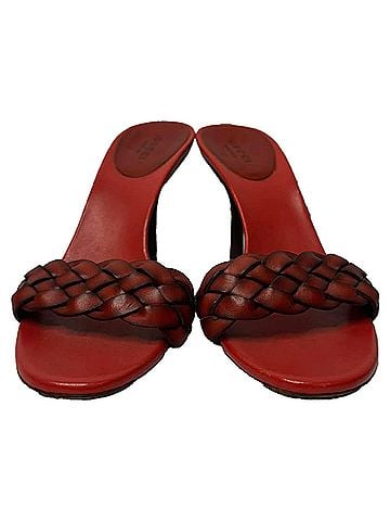 Gucci Gucci Woven Slide Sandals in Red Leather (view 2)