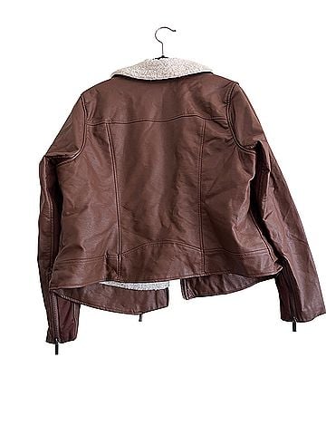 Torrid Cognac Sherpa Lined Moto Faux Leather Jacket (view 2)