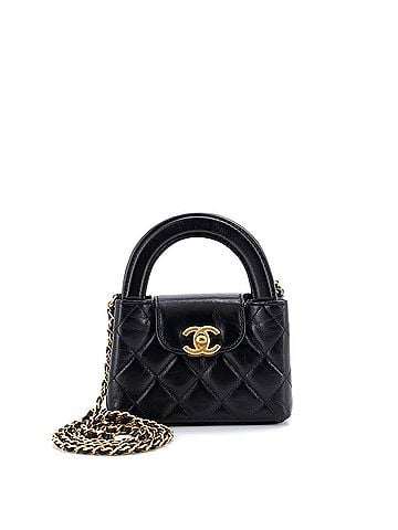 Chanel Kelly Top Handle Shopping Bag Quilted Shiny Aged Calfskin Nano (view 1)