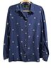 C. Wonder 100% Silk Print Blue Long Sleeve Button-Down Shirt Size L - photo 1