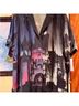 Disney Graphic Black Purple Pink Short Sleeve Button-Down Shirt Size 1X - photo 3