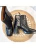 Tory Burch 100% Leather Black Gold Ankle Boots Size 8 1/2 - photo 3