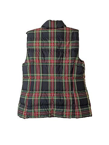 Talbots Tartan Plaid Down Ruffle Puffer Vest Vest (view 2)