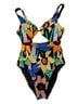 Roxy 93% Nylon 7% Elastane 100% Polyester Floral Multi Color One Piece Swimsuit Size M - photo 1