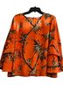 Warehouse Floral Orange Long Sleeve Blouse Size 14 - photo 1