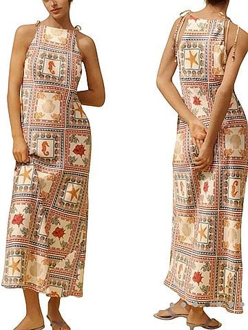 Anthropologie Ocean Mosaic Print Tile-Print Maxi Dress Casual Dress (view 2)