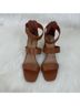 Qupid Luxe 100% Faux Leather Solid Brown Sandals Size 10 - photo 4