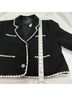 GOELIA 71% Cotton 14% Acrylic 11% Viscose 4% Other 100% Polyester Black White Blazer Size XL - photo 6