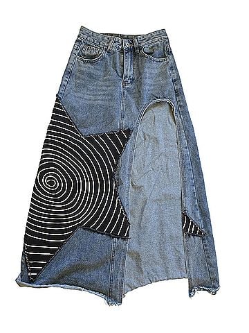 Romwe Romwe Denim Skirt (view 1)