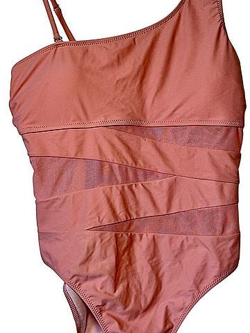 Pink Lily Pale Mauve One-Shoulder Swimsuit One Piece Swimsuit (view 1)