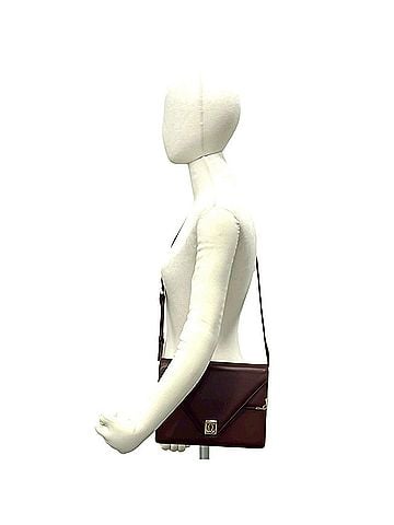 Cartier CARTIER Vintage Must Line Logo Hardware Calf Leather Shoulder Bag Wine Red Bordeaux 38067 (view 2)