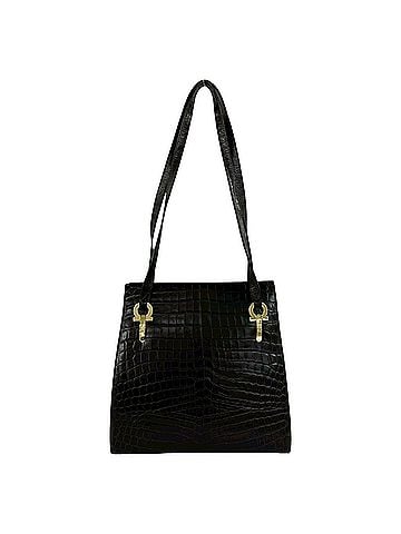Salvatore Ferragamo Salvatore Ferragamo Vintage Gancini Hardware Leather Tote Bag Brown 97104 (view 1)