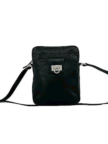 Salvatore Ferragamo Salvatore Ferragamo Gancini pattern leather shoulder bag/sacoche in black (model number 72828) (view 1)