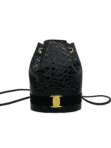 Salvatore Ferragamo Salvatore Ferragamo Vintage Vara Ribbon Leather Backpack, Black, 92683 (view 1)