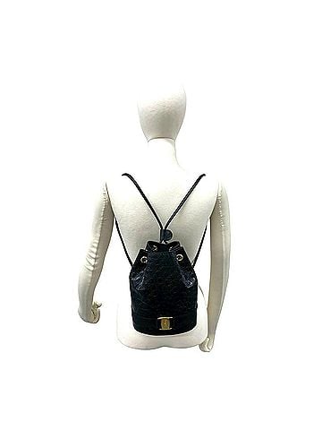 Salvatore Ferragamo Salvatore Ferragamo Vintage Vara Ribbon Leather Backpack, Black, 92683 (view 2)