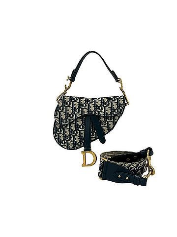 Christian Dior Christian Dior Saddle Bag, Trotter pattern, canvas and leather, 2-way handbag/shoulder bag, navy, 39653 (view 1)