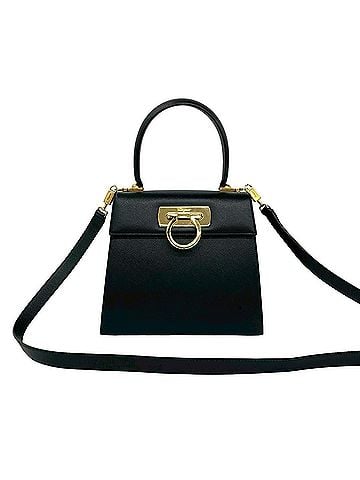 Salvatore Ferragamo Salvatore Ferragamo Gancini Hardware Leather 2-way Handbag/Shoulder Bag Black 42395 (view 1)