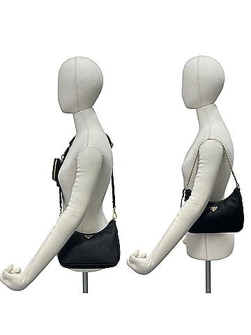 Prada PRADA Re-Edition Triangle Logo Hardware Saffiano Leather Genuine Shoulder Bag Semi-Shoulder Black 21394 (view 2)