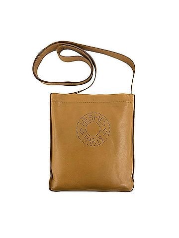 Hermès HERMES Clou de Selle Agneau Milo Leather Shoulder Bag/Pochette, Brown, 87429 (view 1)