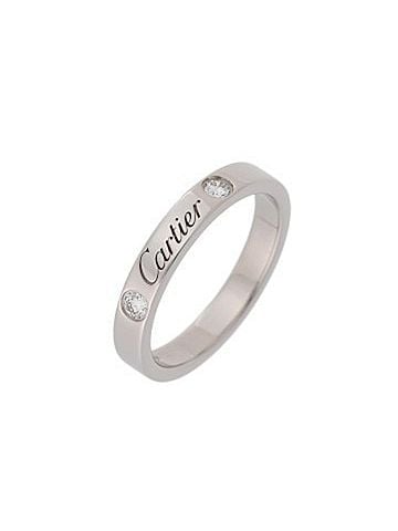 Cartier CARTIER Cartier Engraved Ring with 2 Diamonds, Women's, Pt950 Platinum Ring, Grade A, Used, Ginzo (view 1)