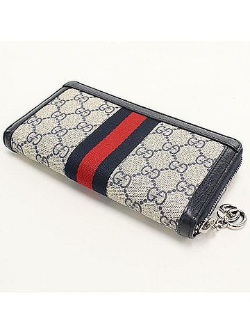Gucci GUCCI Ophidia Zip-Around Wallet, 523154, Women's, Navy (view 2)