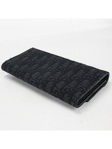 Christian Dior Christian Dior DIOR Dior Long Bi-fold Wallet, Flap Oblique Pattern, Men's, Black (view 2)