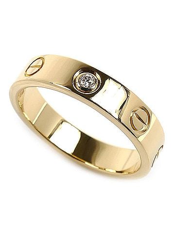 Cartier CARTIER Cartier 18K Yellow Gold Mini Love 1P Diamond Ring B4056151 51 4.5g Women's (view 1)