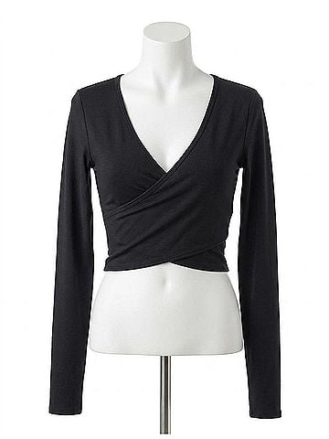 Commando Butter Wrap Top With Thumb Holes in Black (view 1)