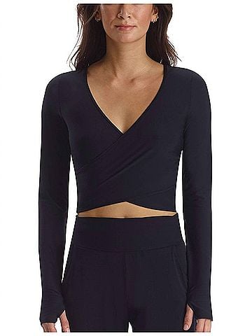 Commando Butter Wrap Top With Thumb Holes in Black (view 2)