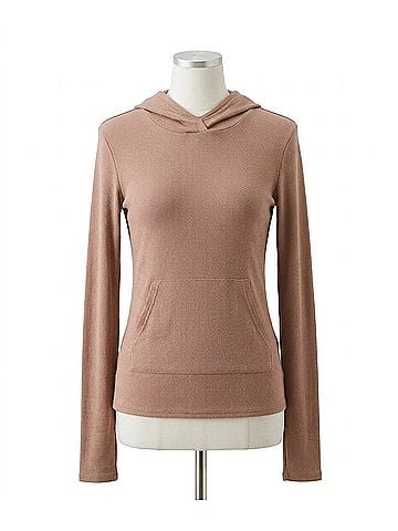 Commando Luxury Rib Hoodie in Mushroom (view 1)