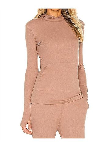 Commando Luxury Rib Hoodie in Mushroom (view 2)