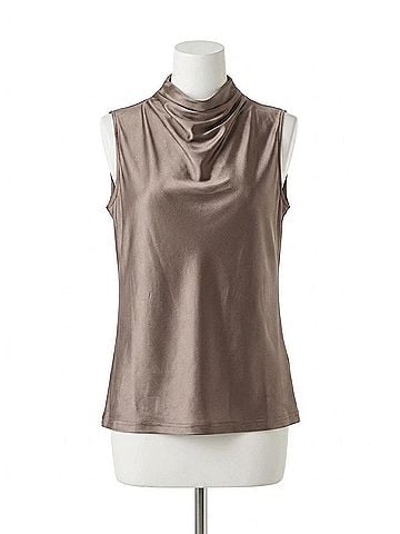 Lyssé Irina Satin Jersey Top in Ash (view 1)