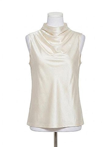 Lyssé Irina Satin Jersey Top in Off White (view 1)
