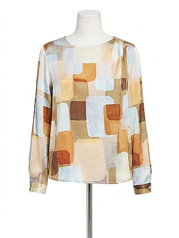 Lyssé Marie Long Sleeve Blouse in Organic Blocks (view 1)