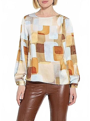 Lyssé Marie Long Sleeve Blouse in Organic Blocks (view 2)